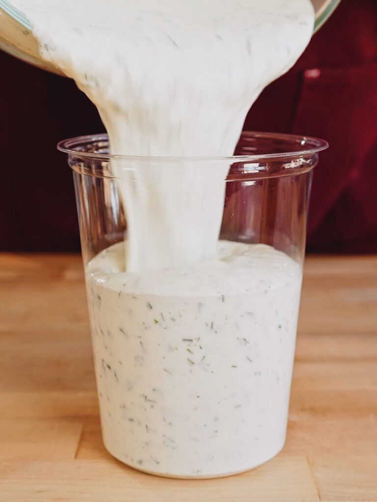 Pouring the Copycat Wingstop Ranch Recipe
