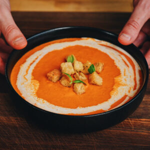 Finished Creamy Tomato Basil Soup